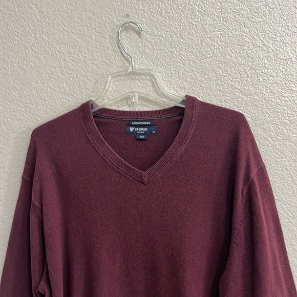 Cremieux classics pebbled burgundy cotton cashmere blend mens sweater Large - Picture 2 of 10